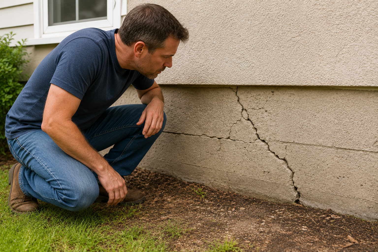 Early signs of foundation damage caused by an underground plumbing leak