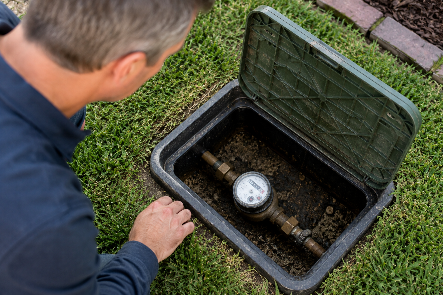 Checking a water meter for signs of a hidden water leak